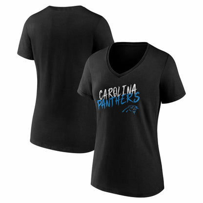 Carolina Panthers Women's Hustle V-Neck T-Shirt - Black on sale