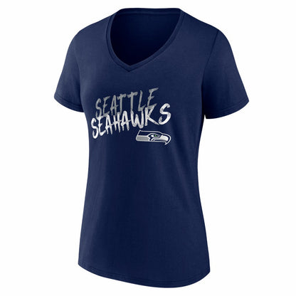 Seattle Seahawks Women's Hustle V-Neck T-Shirt - College Navy sale