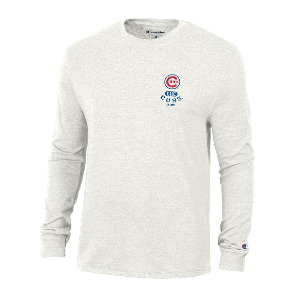 Chicago Cubs Champion Cooperstown Winning Tradition Tri-Blend Long Sleeve T-Shirt - White
