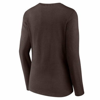 Cleveland Browns Women's Hustle Long Sleeve V-Neck T-Shirt - Brown sale
