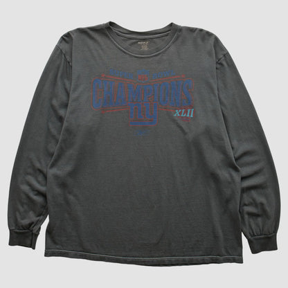 New York Giants Reebok 2008 Long Sleeve T-shirt - Charcoal Vintage outlet