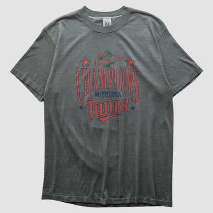 Minnesota Twins Logo 7 1987 T-shirt - Dark Heather Gray Vintage