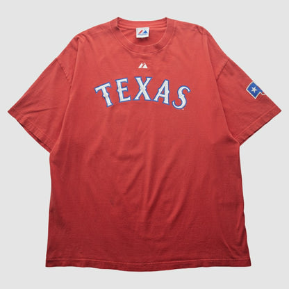 Texas Rangers Majestic 2000s T-shirt - Red Vintage