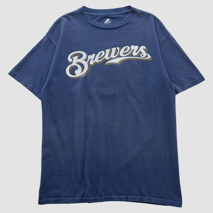 Milwaukee Brewers Majestic 2000s T-shirt - Navy Vintage