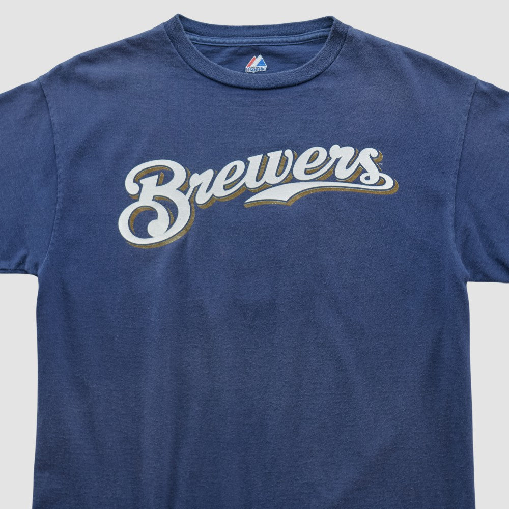 Milwaukee Brewers Majestic 2000s T-shirt - Navy Vintage