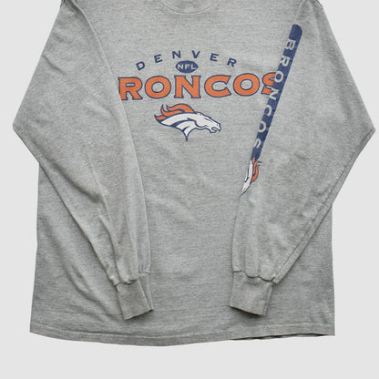 Denver Broncos Lee Apparel 2000s Long Sleeve T-shirt - Heather Gray Vintage discount