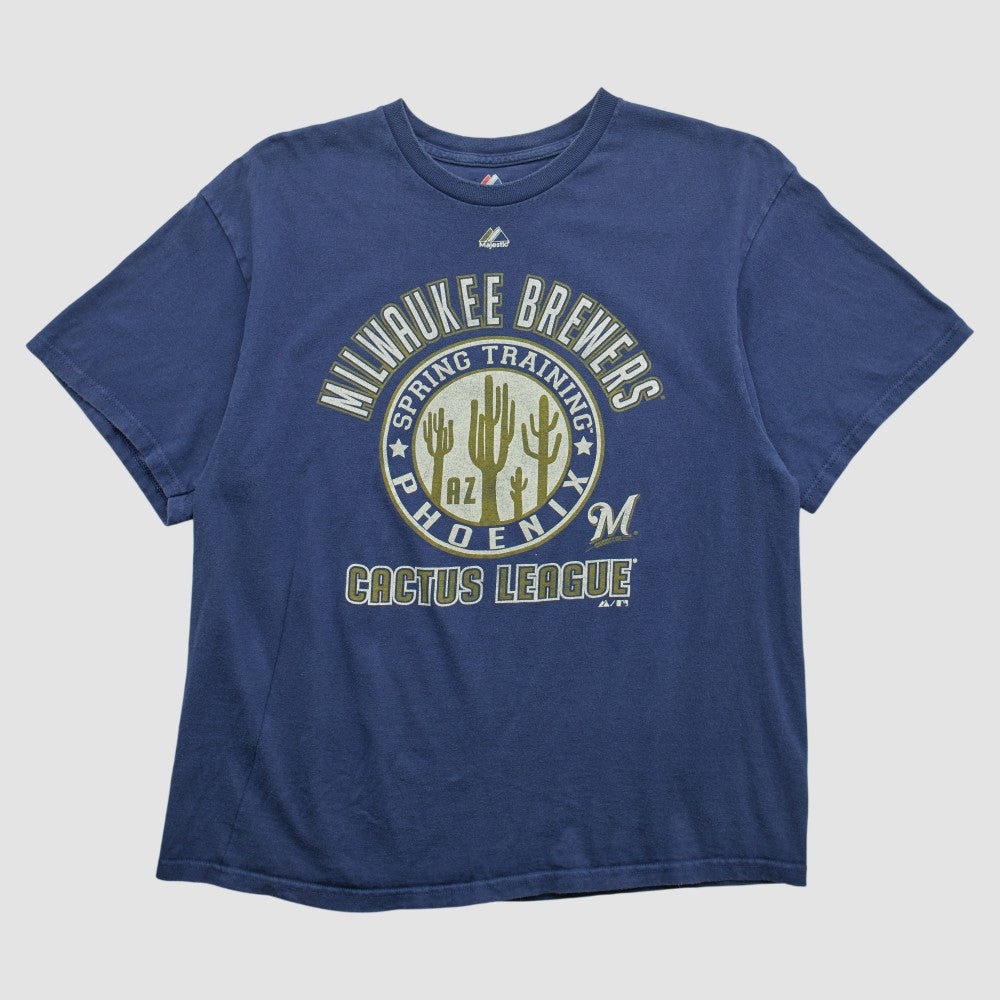 Milwaukee Brewers Majestic 2000s T-shirt - Navy Vintage