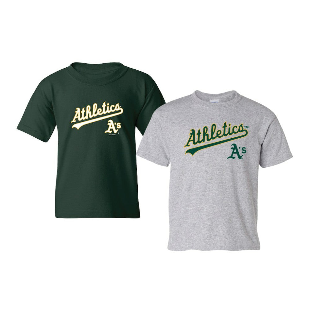 Athletics Soft as a Grape Youth 2-Pack Logo T-Shirt Set - Green/Gray