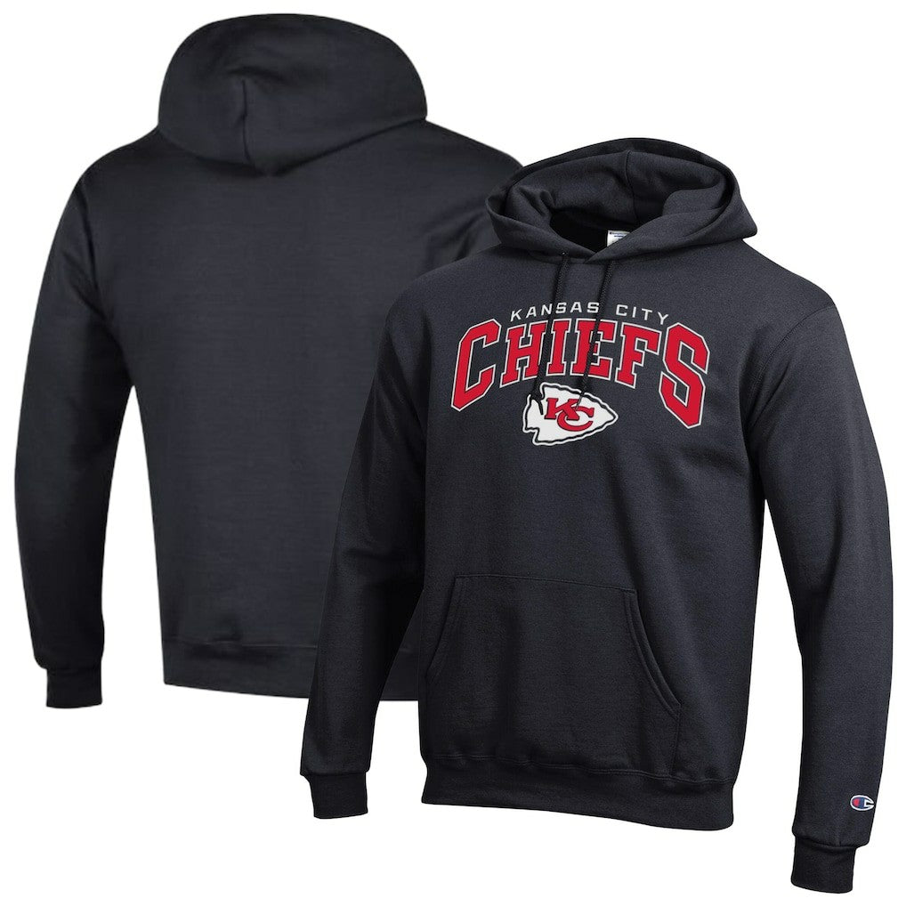 Kansas City Chiefs Champion Powerblend Arch over Logo Hoodie - Black discount