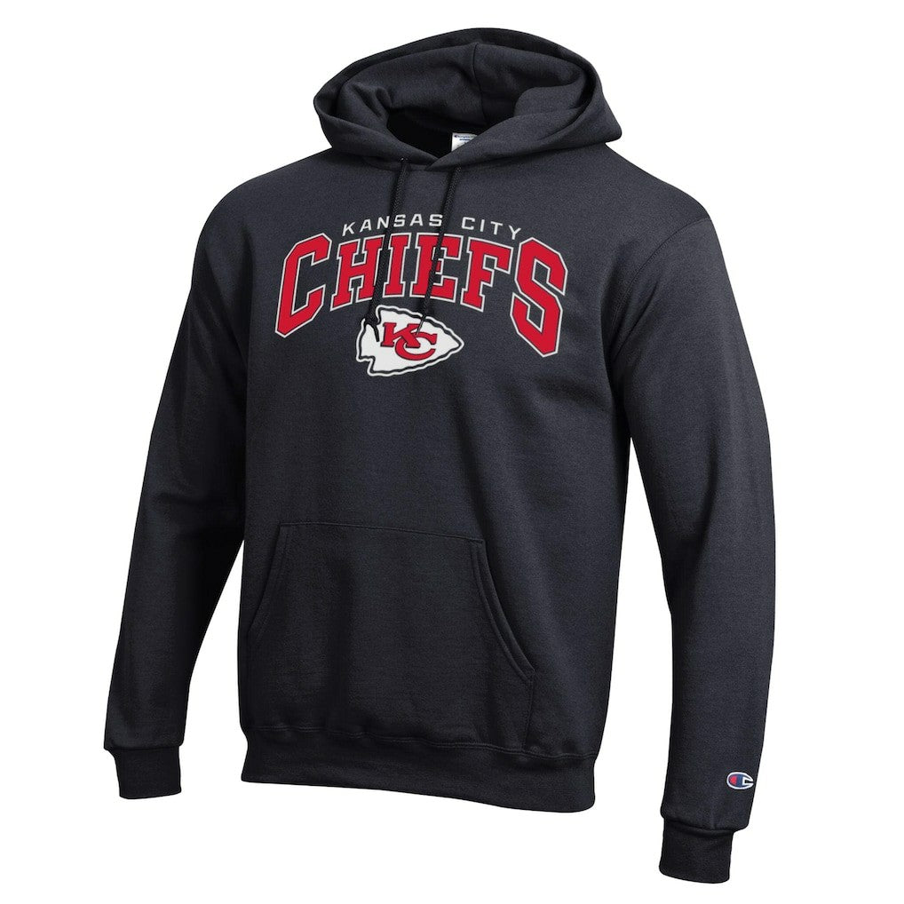 Kansas City Chiefs Champion Powerblend Arch over Logo Hoodie - Black discount
