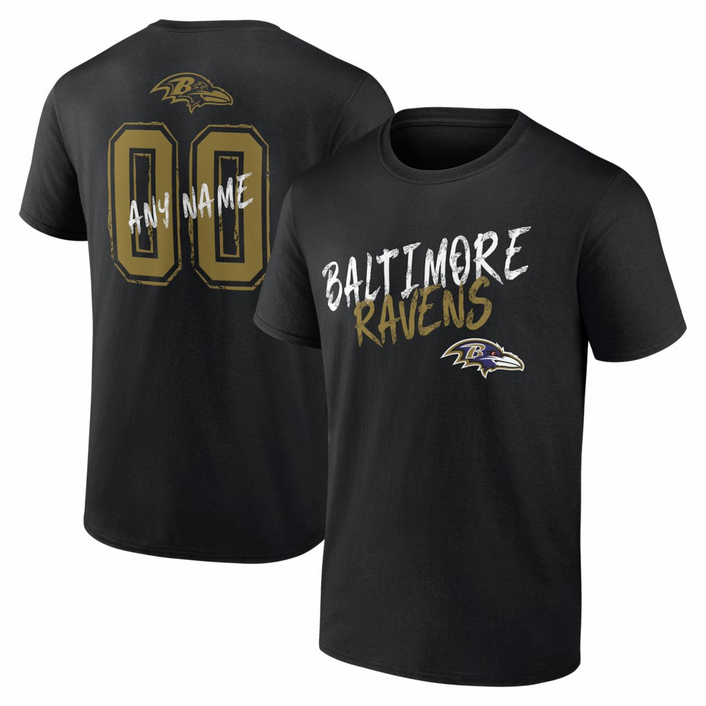 Baltimore Ravens Hustle Personalized Name & Number T-Shirt - Black outlet