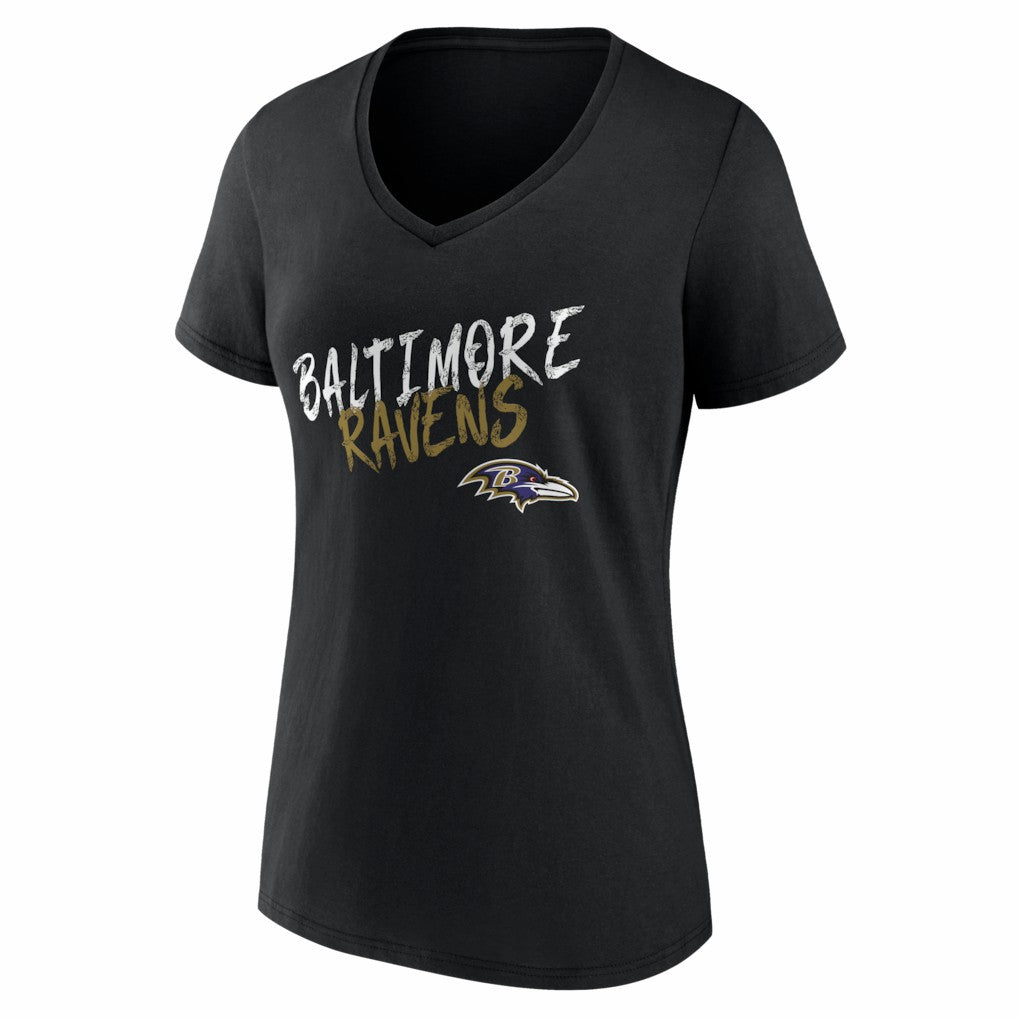 Baltimore Ravens Women's Hustle Personalized Name & Number V-Neck T-Shirt - Black for sale