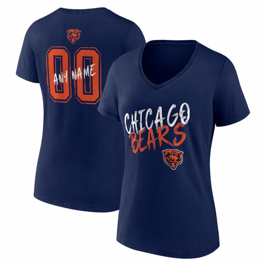 Chicago Bears Women's Hustle Personalized Name & Number V-Neck T-Shirt - Navy outlet