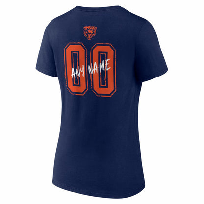 Chicago Bears Women's Hustle Personalized Name & Number V-Neck T-Shirt - Navy outlet