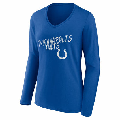 Indianapolis Colts Women's Hustle Personalized Name & Number Long Sleeve V-Neck T-Shirt - Royal cheap