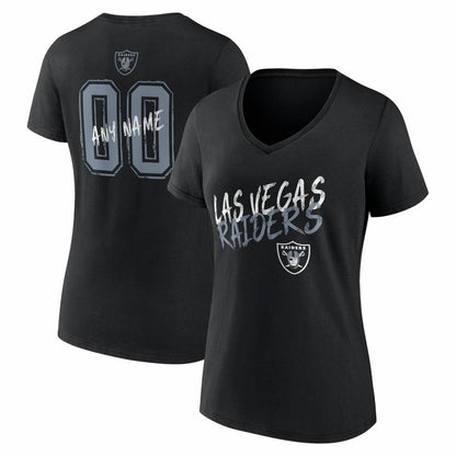 Las Vegas Raiders Women's Hustle Personalized Name & Number V-Neck T-Shirt - Black for sale