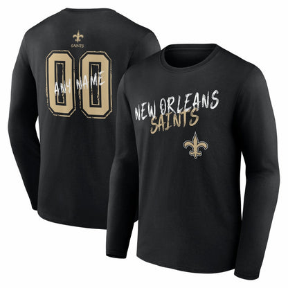 New Orleans Saints Hustle Personalized Name & Number Long Sleeve T-Shirt - Black outlet