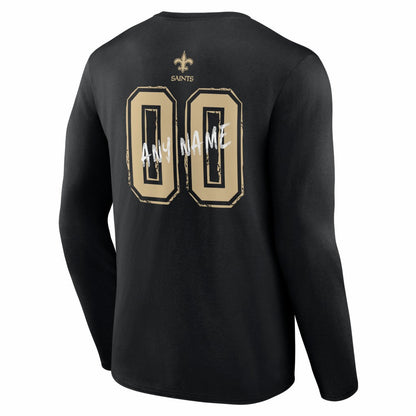 New Orleans Saints Hustle Personalized Name & Number Long Sleeve T-Shirt - Black outlet