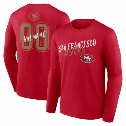 San Francisco 49ers Hustle Personalized Name & Number Long Sleeve T-Shirt - Scarlet sale