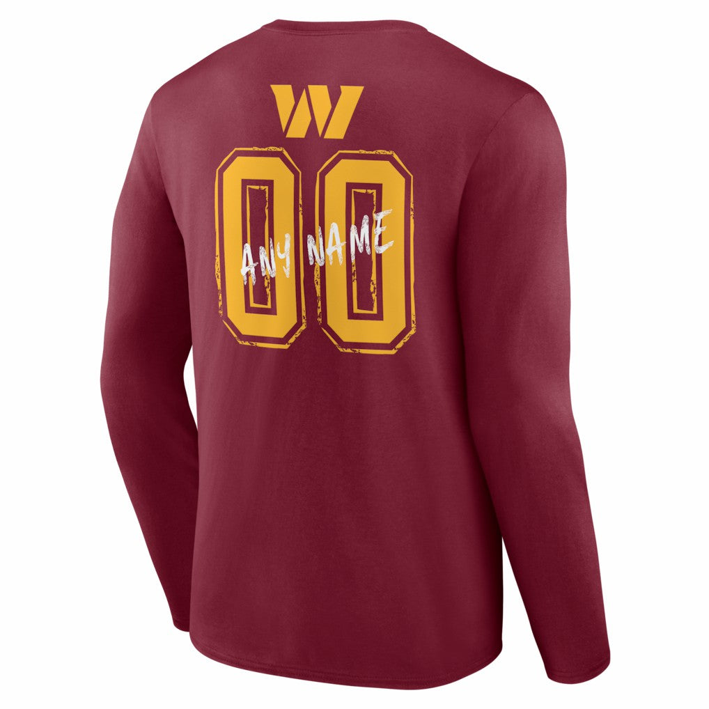 Washington Commanders Hustle Personalized Name & Number Long Sleeve T-Shirt - Burgundy for sale
