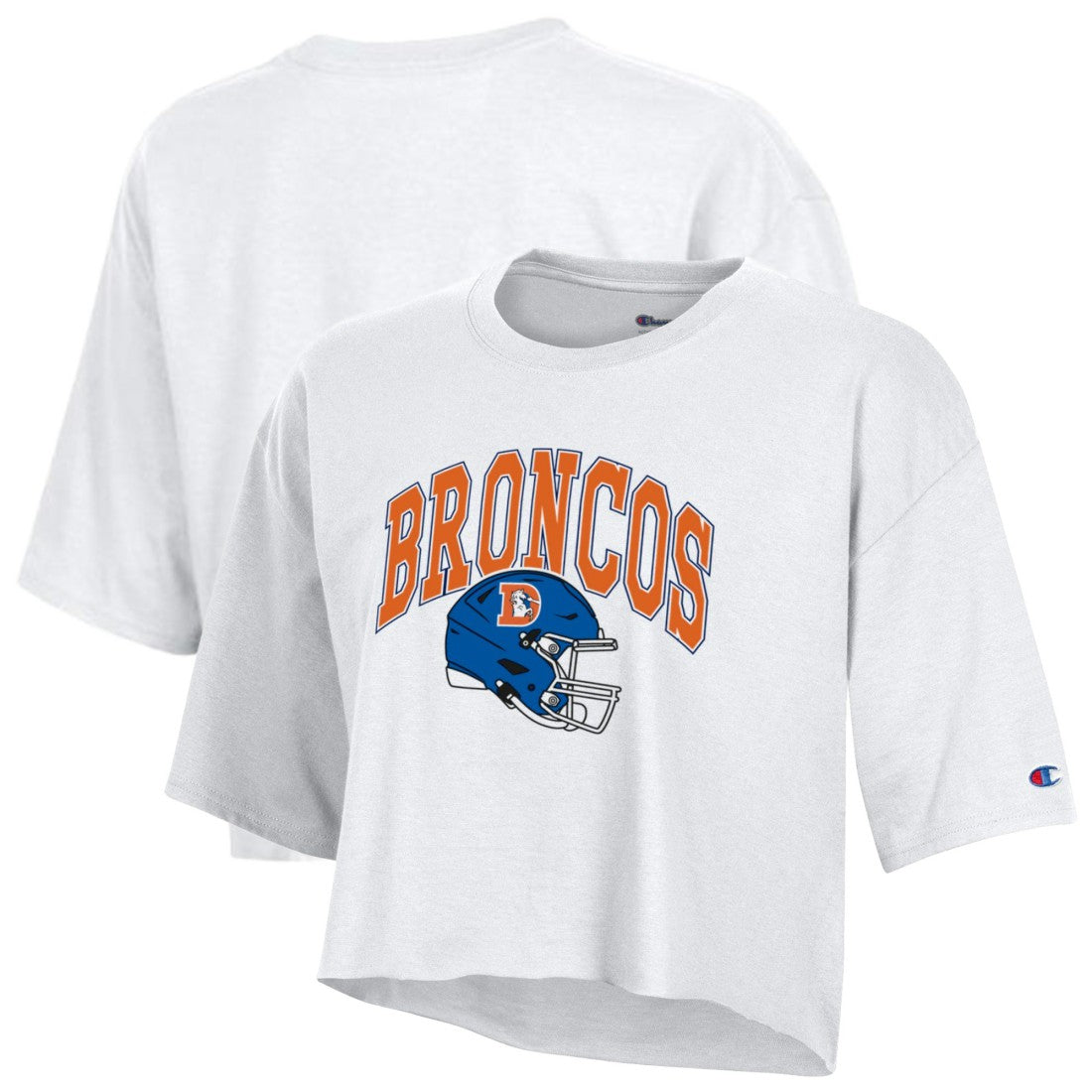 Denver Broncos Champion Women's Boyfriend Cropped T-Shirt - White discount