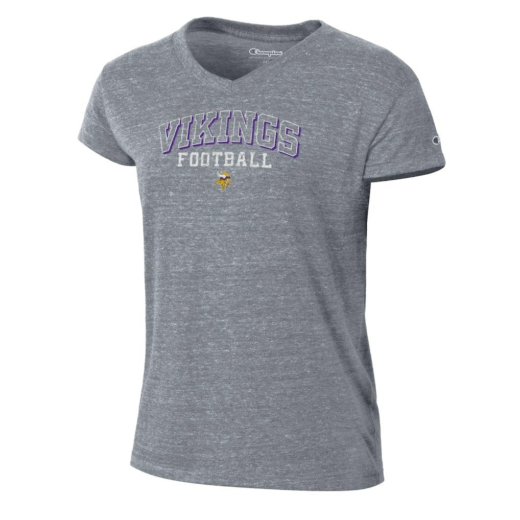 Minnesota Vikings Champion Women's Triumph Tri-Blend V-Neck T-Shirt - Heather Gray for sale