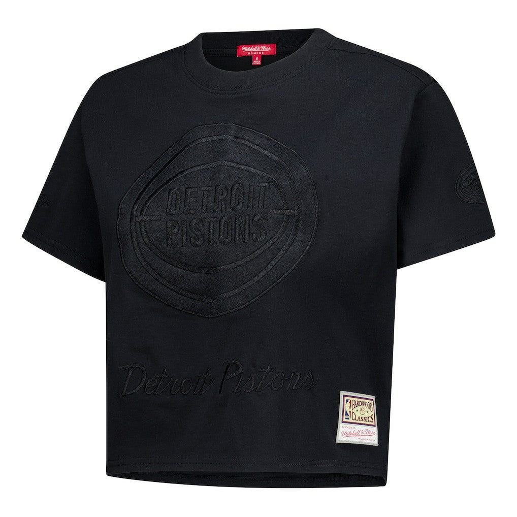 Detroit Pistons Women's Phantom Cropped T-Shirt sale - Black | Mitchell & Ness discount