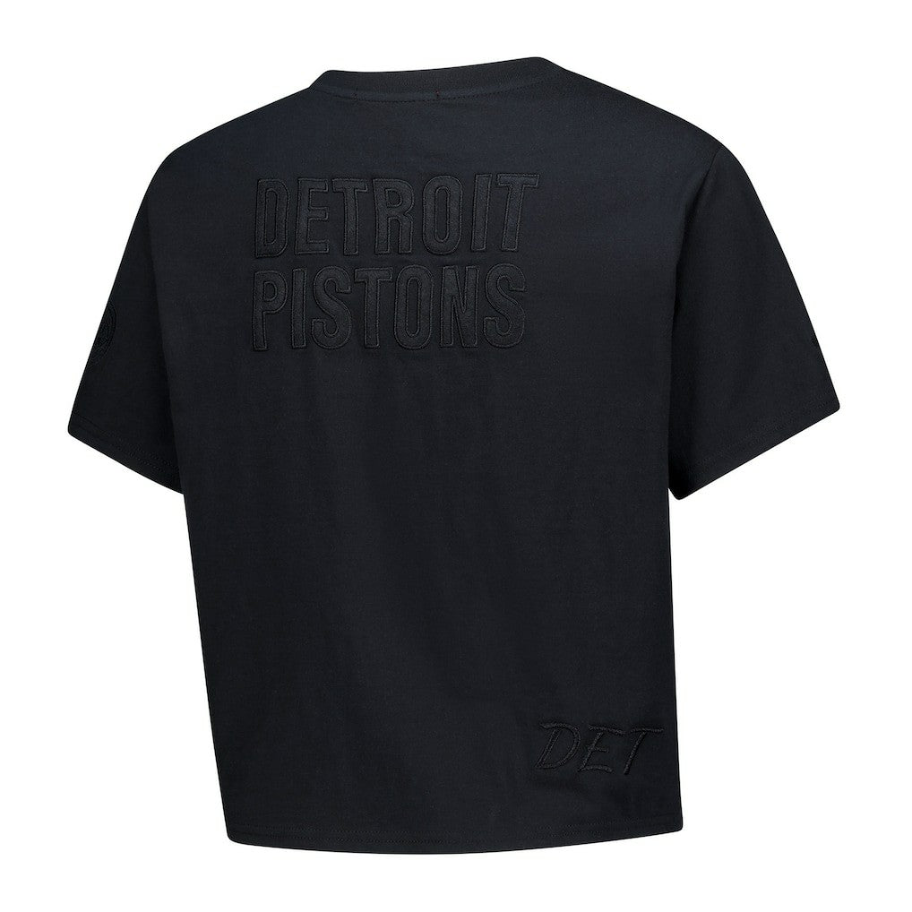 Detroit Pistons Women's Phantom Cropped T-Shirt sale - Black | Mitchell & Ness discount