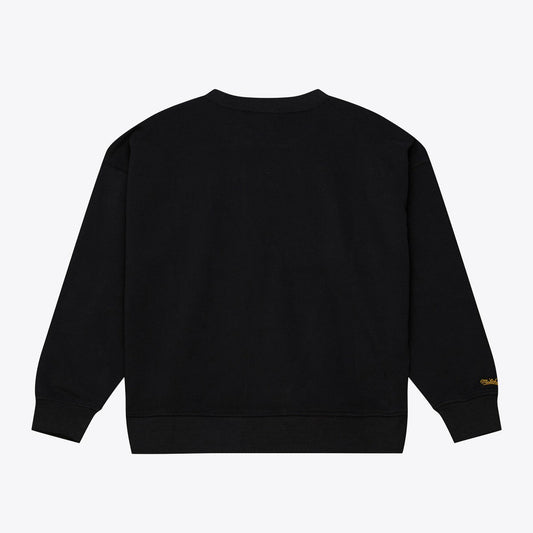 Los Angeles Lakers Women's Hardwood Classics Script Lightweight Sweatshirt - Black | Mitchell & Ness for sale