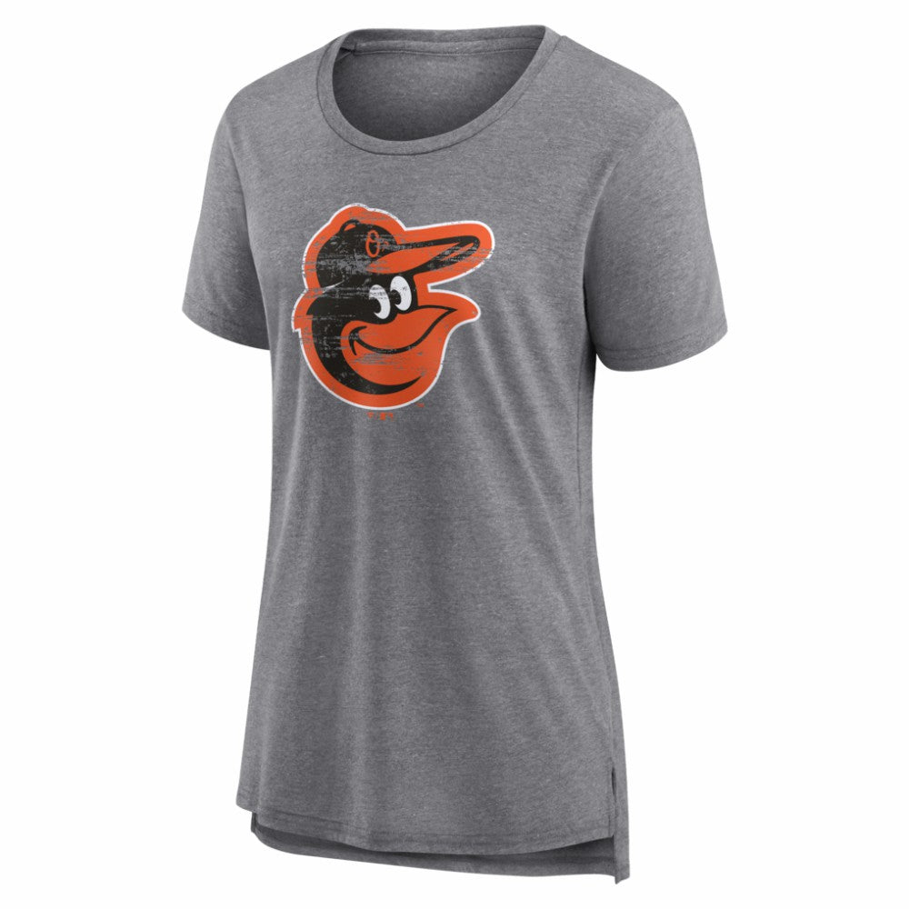 Baltimore Orioles Women's Heritage Personalized Any Name & Number Tri-Blend T-Shirt - Gray