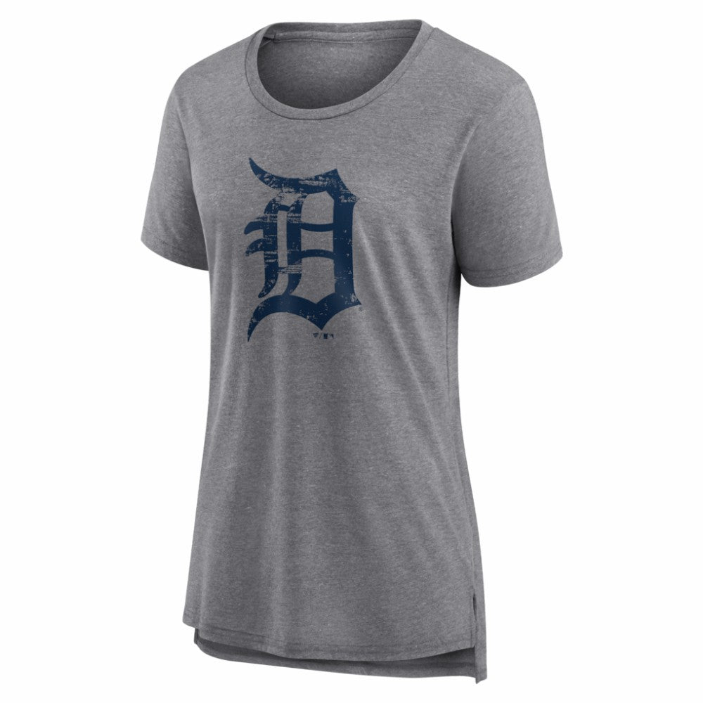 Detroit Tigers Women's Heritage Personalized Any Name & Number Tri-Blend T-Shirt - Gray