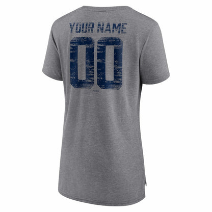 Tampa Bay Rays Women's Heritage Personalized Any Name & Number Tri-Blend T-Shirt - Gray