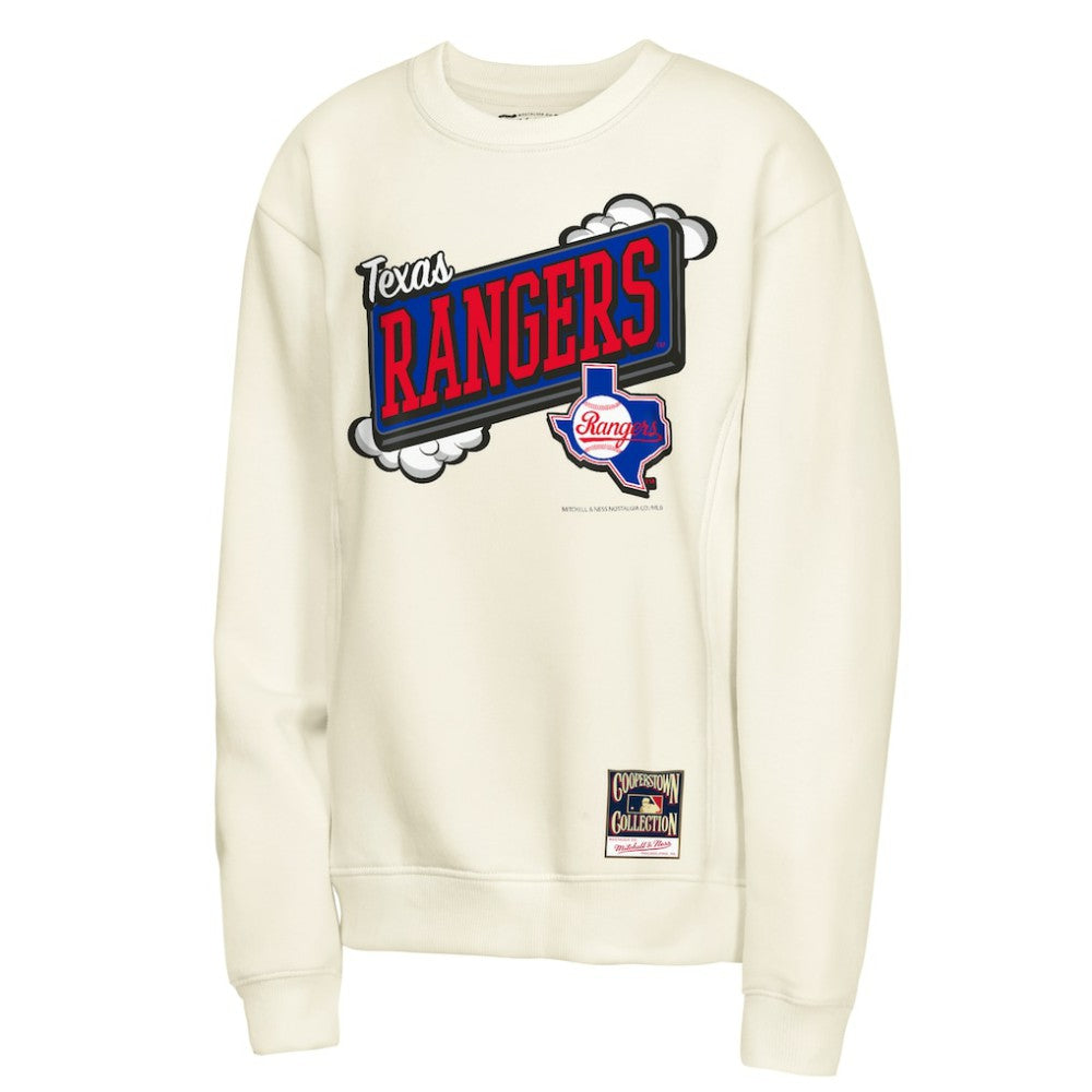 Texas Rangers Youth Retro Billboard Sweatshirt - Natural | Mitchell & Ness