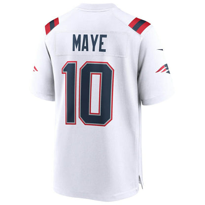 Drake Maye New England Patriots Super Bowl LX Patch Game Jersey - White | Nike for sale