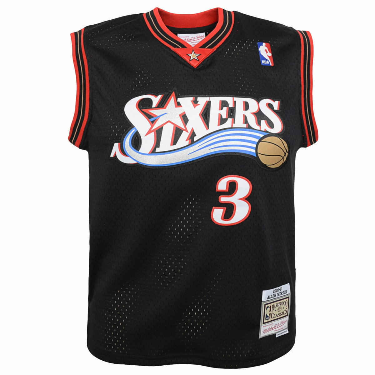 Allen Iverson Philadelphia 76ers Youth 2000-01 Swingman Road Jersey - Black | Mitchell & Ness on sale