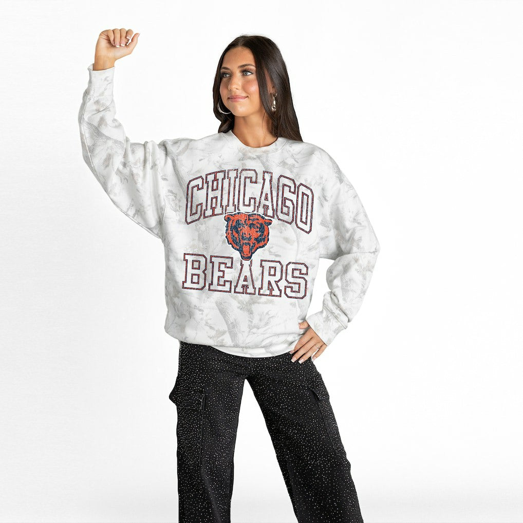 Chicago Bears Gameday Couture Women's Whiteout Oversized Premium Fleece Sweatshirt - Arctic Camo for sale