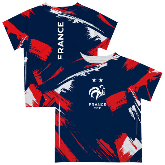 France National Team Vive La Fete Youth Paint Brush T-Shirt - Navy sale