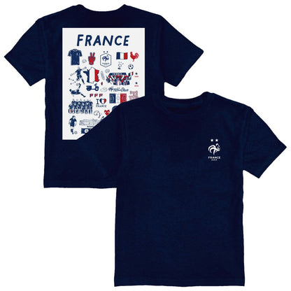 France National Team Vive La Fete Youth Impressions Artwork T-Shirt - Navy sale
