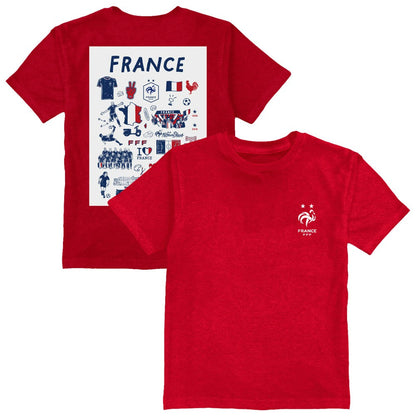France National Team Vive La Fete Youth Impressions Artwork T-Shirt - Red shop