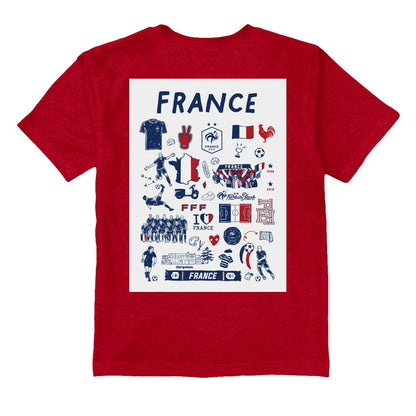 France National Team Vive La Fete Youth Impressions Artwork T-Shirt - Red shop