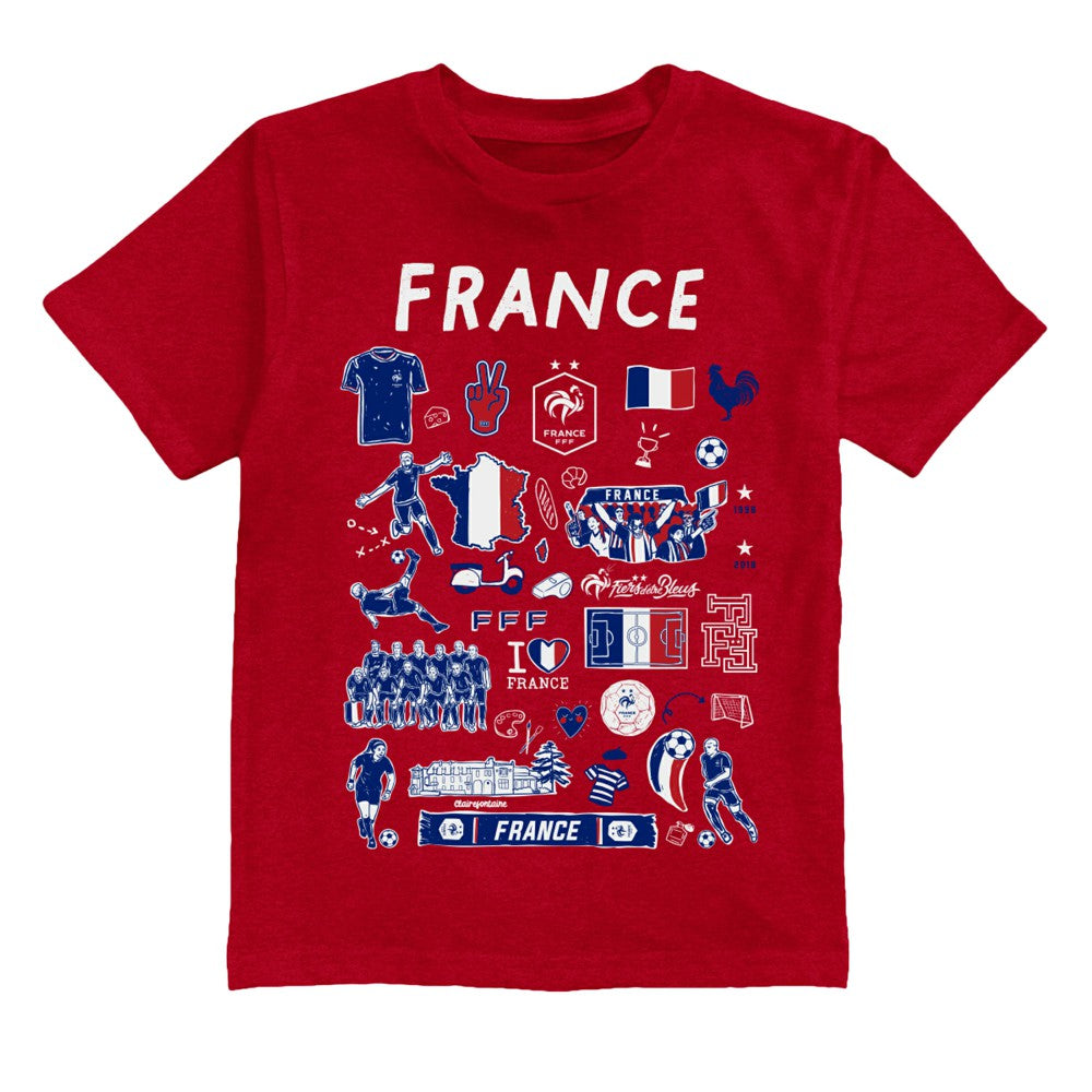 France National Team Vive La Fete Youth Impressions Artwork T-Shirt - Red online