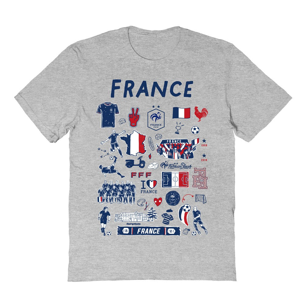 France National Team Vive La Fete Women's Impressions Artwork Fitted T-Shirt - Gray cheap