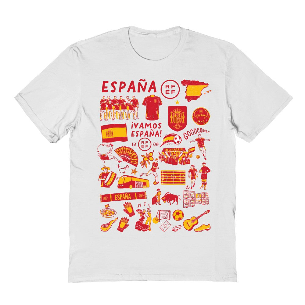 Spain National Team Vive La Fete Women's Impressions Artwork Fitted T-Shirt - White shop
