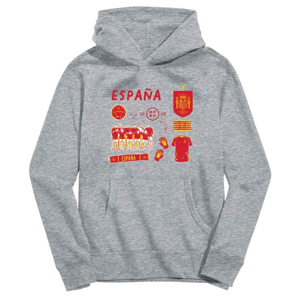 Spain National Team Vive La Fete Youth Impressions Icons Hoodie - Gray for sale