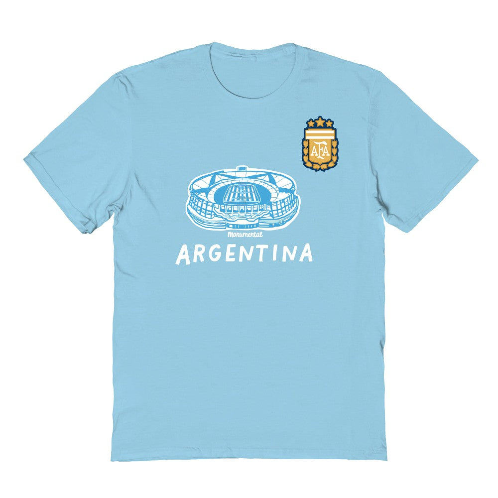 Argentina National Team Vive La Fete Youth Chilena Style T-Shirt - Light Blue cheap