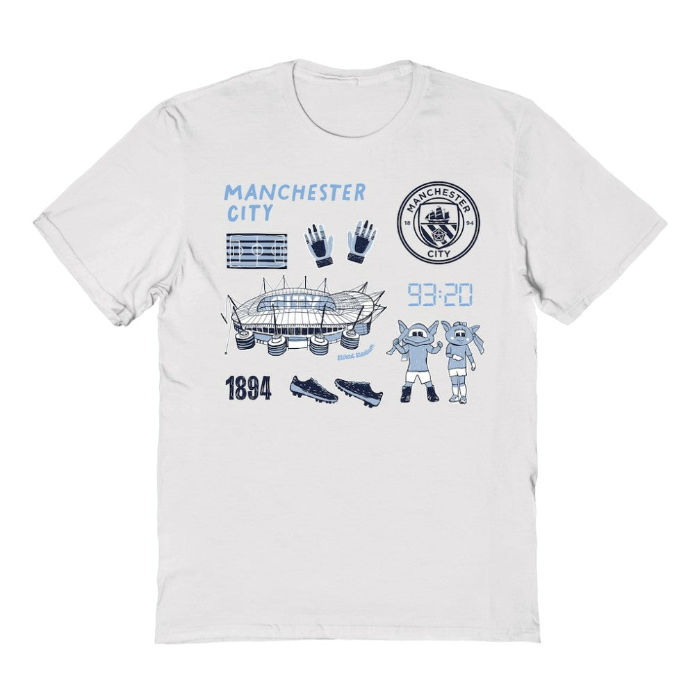 Manchester City Vive La Fete Youth Impressions Icons T-Shirt - White sale