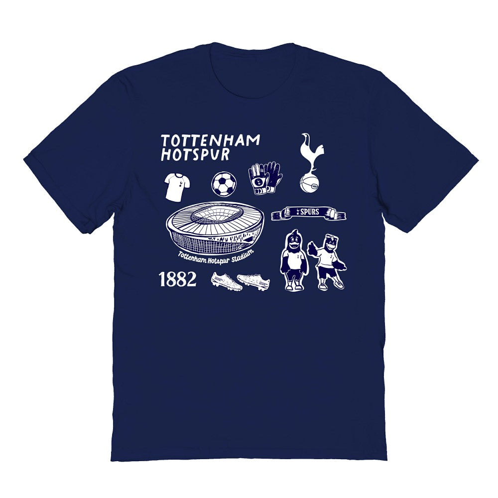 Tottenham Hotspur Vive La Fete Youth Impressions Icons T-Shirt - Navy for sale