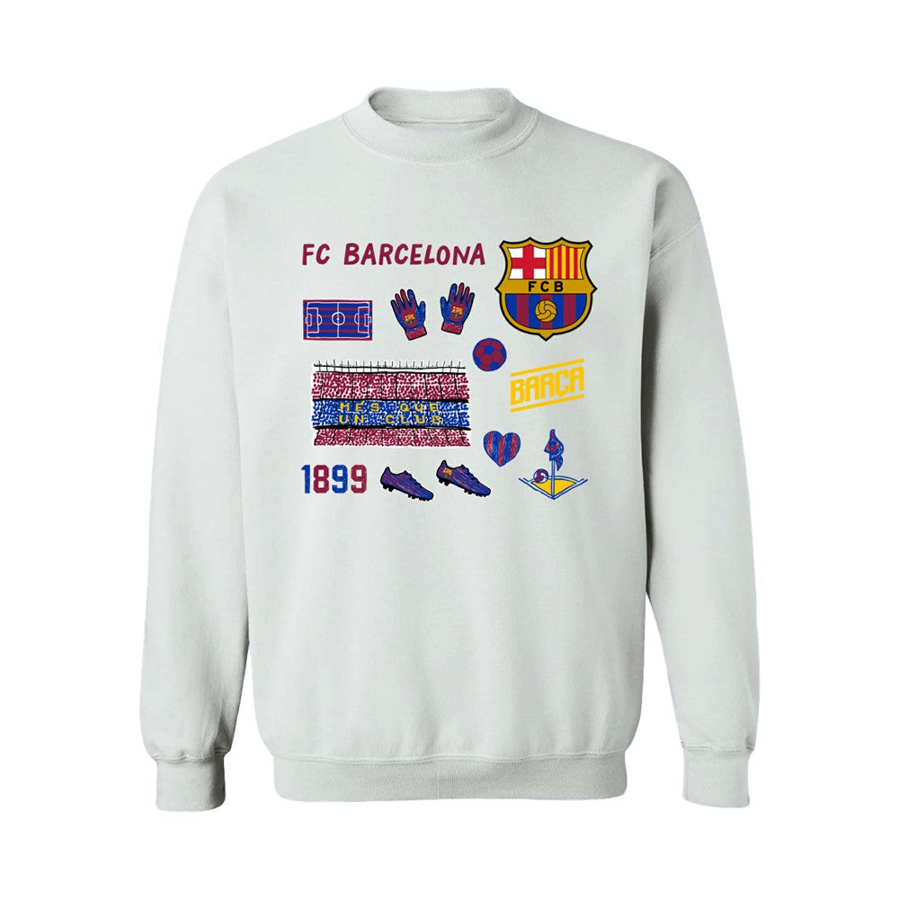 Barcelona Vive La Fete Women's Impressions Icons Sweatshirt - White for sale