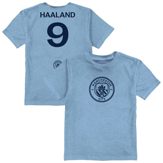 Erling Haaland Manchester City Vive La Fete Youth Player Name & Number Color Badge T-Shirt - Light Blue discount