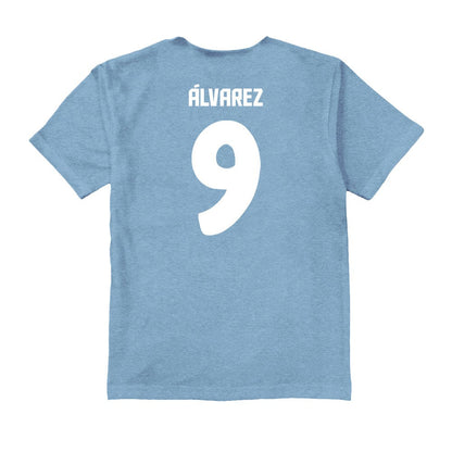 Julián Álvarez Argentina National Team Vive La Fete Youth Player Name & Number Color Badge T-Shirt - Light Blue outlet